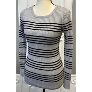 George Gray & Black Striped Ribbed Sweater – Women’s Small